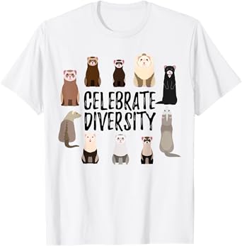 'Celebrate Diversity' Shirts for Ferret Lovers | Cute Ferret T-Shirt