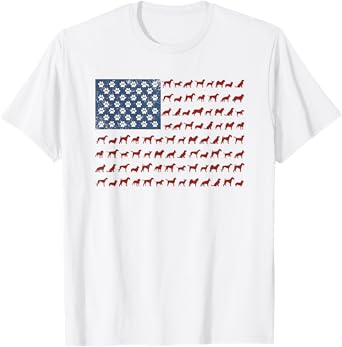 American Flag Dogs and Paws 4th of July Shirt T-Shirt for Women Kids Men