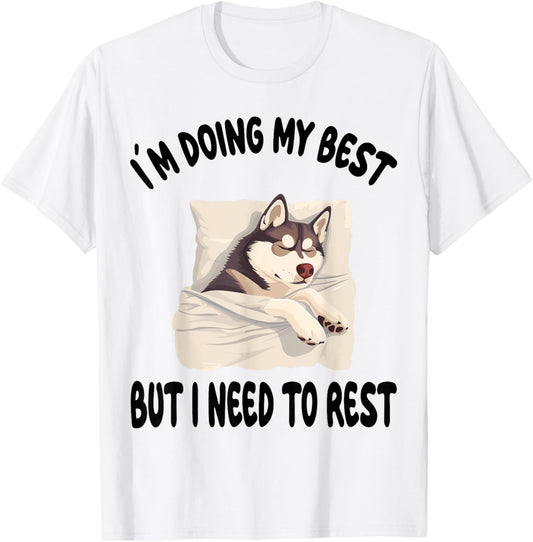 Siberian Husky Dog Pajamas Nightgown Sleeping Napping T-Shirt