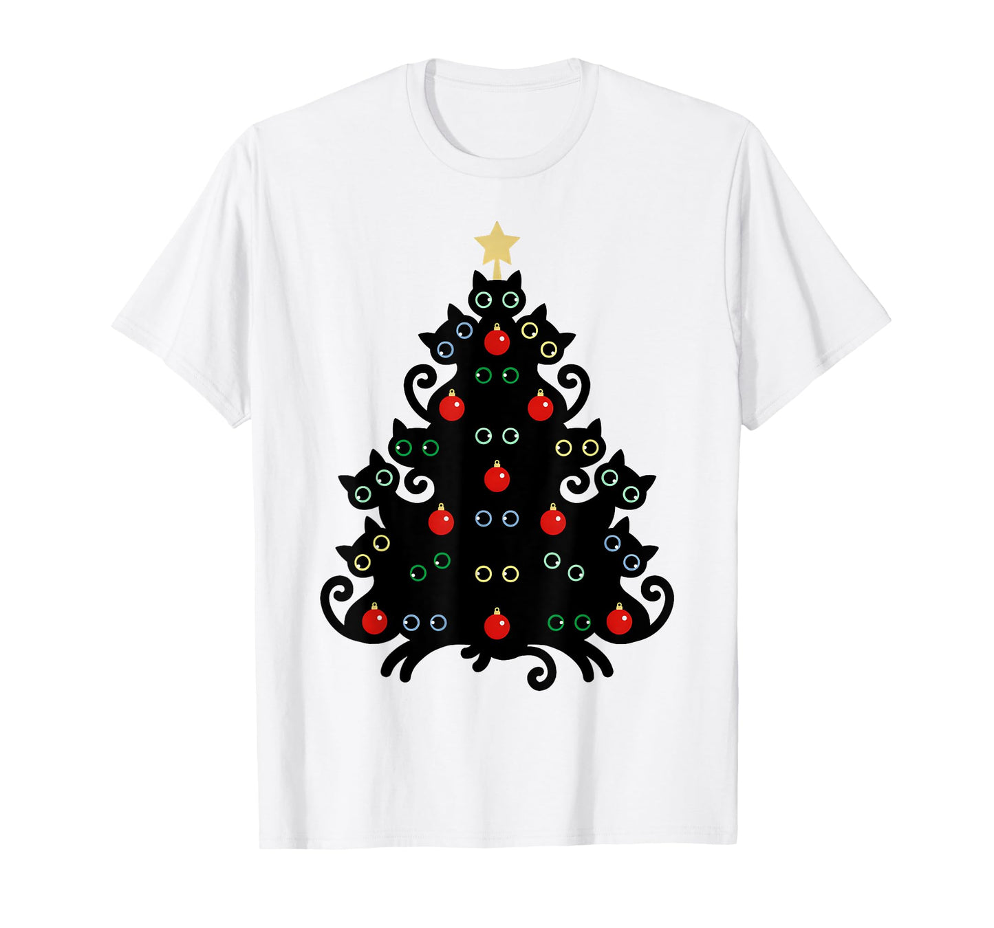 Cat Christmas Tree X-Mas Holiday Kitten Funny Black Cats Men Women Kids T-Shirt