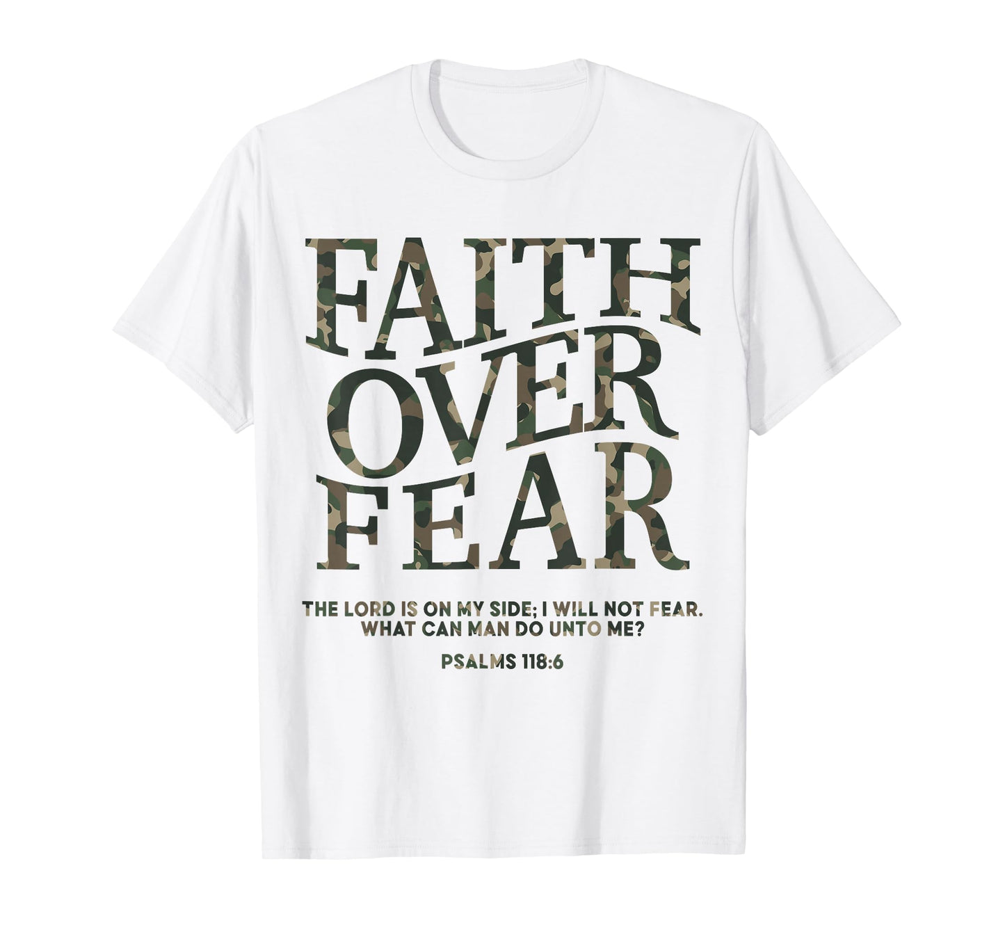 Christian Faith Over Fear Camo Jesus Youth God Son Brother T-Shirt