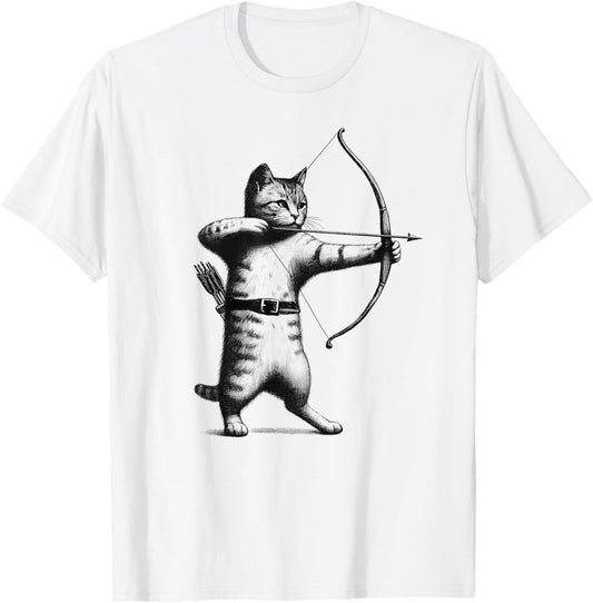 Vintage Archery Cat Kitten Lover Archery T-Shirt