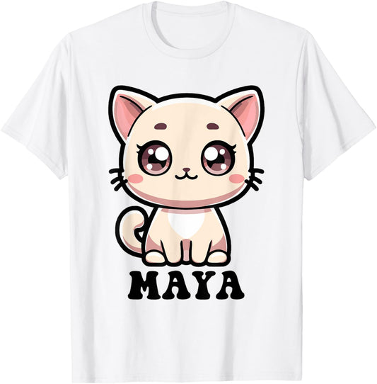 Maya Cute Kitty Cat Design for Girls Name Maya T-Shirt