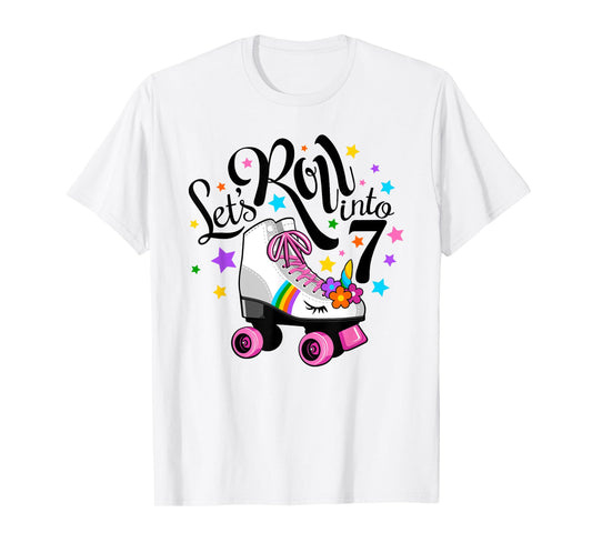 Lets roll into 7 Birthday. Unicorn, Roller skate T-Shirt