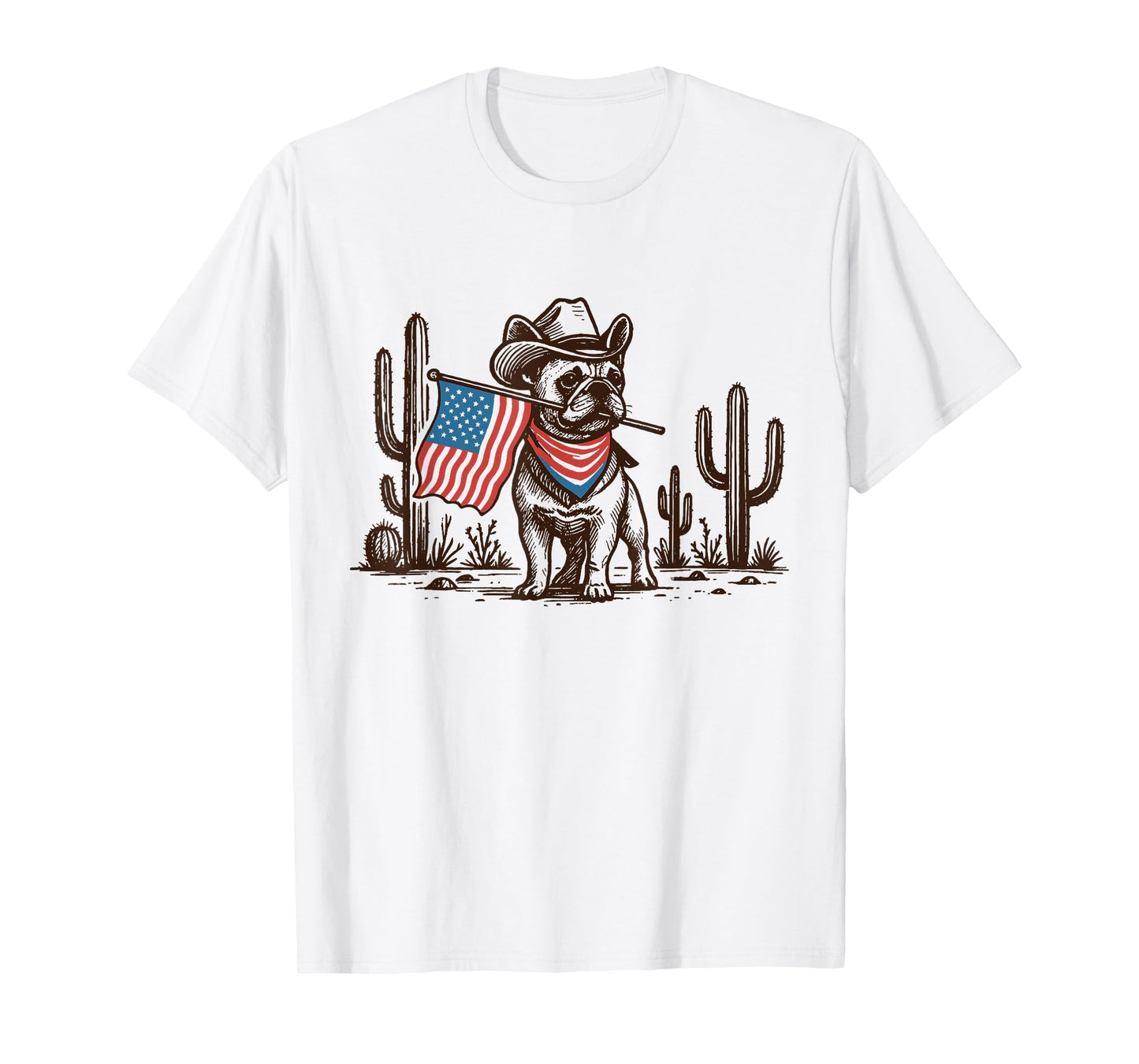 Funny Western French Bulldog 4th Of July Cute Cowboy Dog T-Shirt