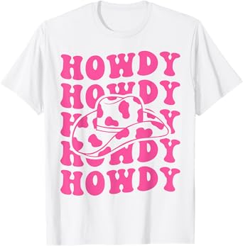 Rodeo White Howdy Western Retro Cowboy Hat Southern Cowgirl T-Shirt
