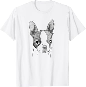 Boston Terrier Sketch, Boston Terrier Lover, Dog Sketch T-Shirt