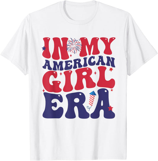 In My American Girl Era Retro 4th of July Fourth Groovy T-Shirt