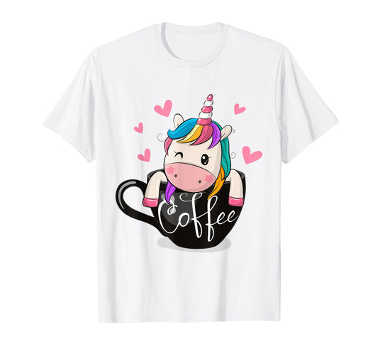 Coffee Drinker Tshirt Gift Cute Unicorn Lover Coffee Humor T-Shirt