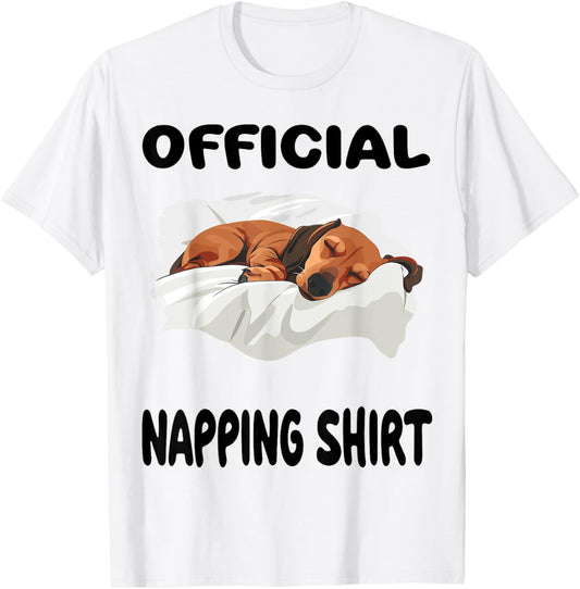 Dachshund Doxie Dog Pajamas Nightgown Official Napping T-Shirt