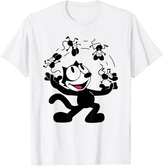 Felix Cat Juggling Mice Vintage Cartoon Retro Graphic Fun T-Shirt