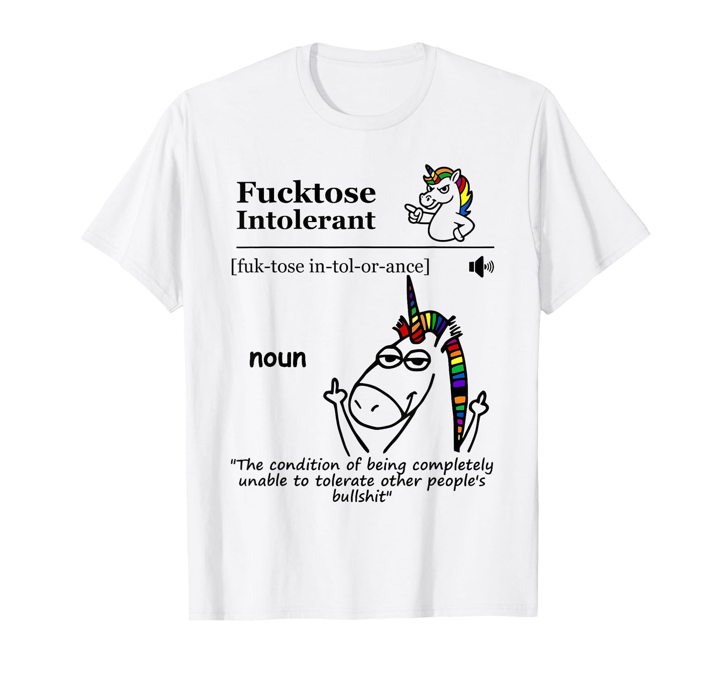 Fucktose Intolerant (noun) Fucktose Intolerant Definition T-Shirt