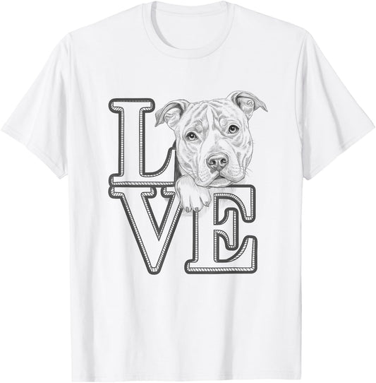 Staffordshire Bull Terrier Staffy Dog Love Design T-Shirt