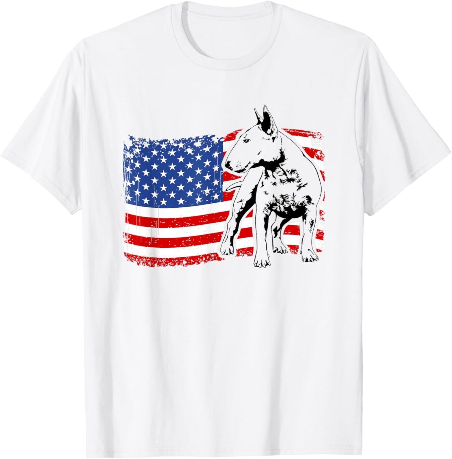Proud English Bull Terrier American Flag patriotic dog T-Shirt