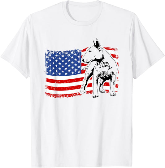 Proud English Bull Terrier American Flag patriotic dog T-Shirt