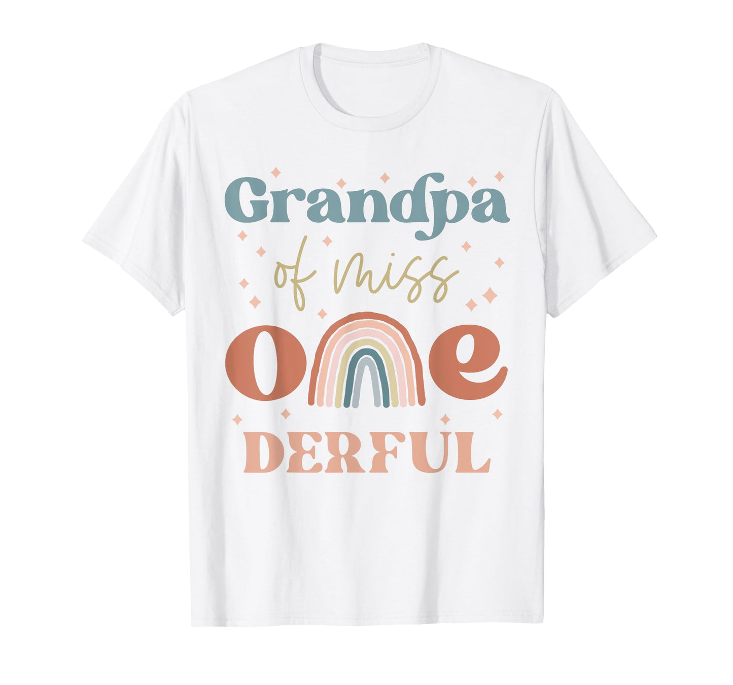 Grandpa of Miss Onederful Boho Rainbow First Birthday T-Shirt