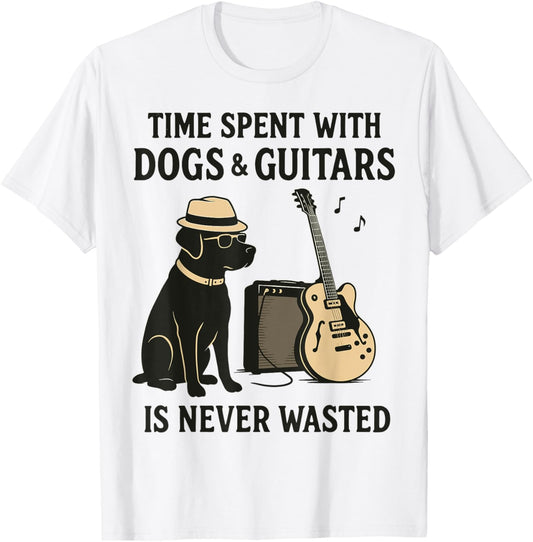 Time spent with dogs and guitars is never wasted Labrador T-Shirt