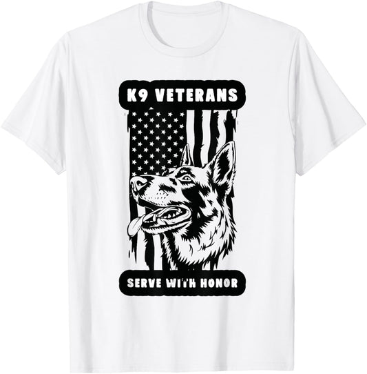 K9 Veteran Military Working Dog USA US Flag K9 Veterans Day T-Shirt
