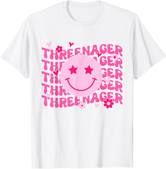Threenager Birthday Girls 3 Year Old 3rd Birthday Groovy T-Shirt