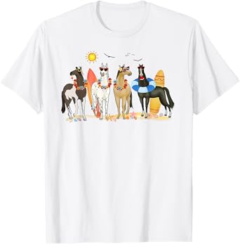 Horses Summer Vacation Horse Lovers Summer Tee Men Women T-Shirt