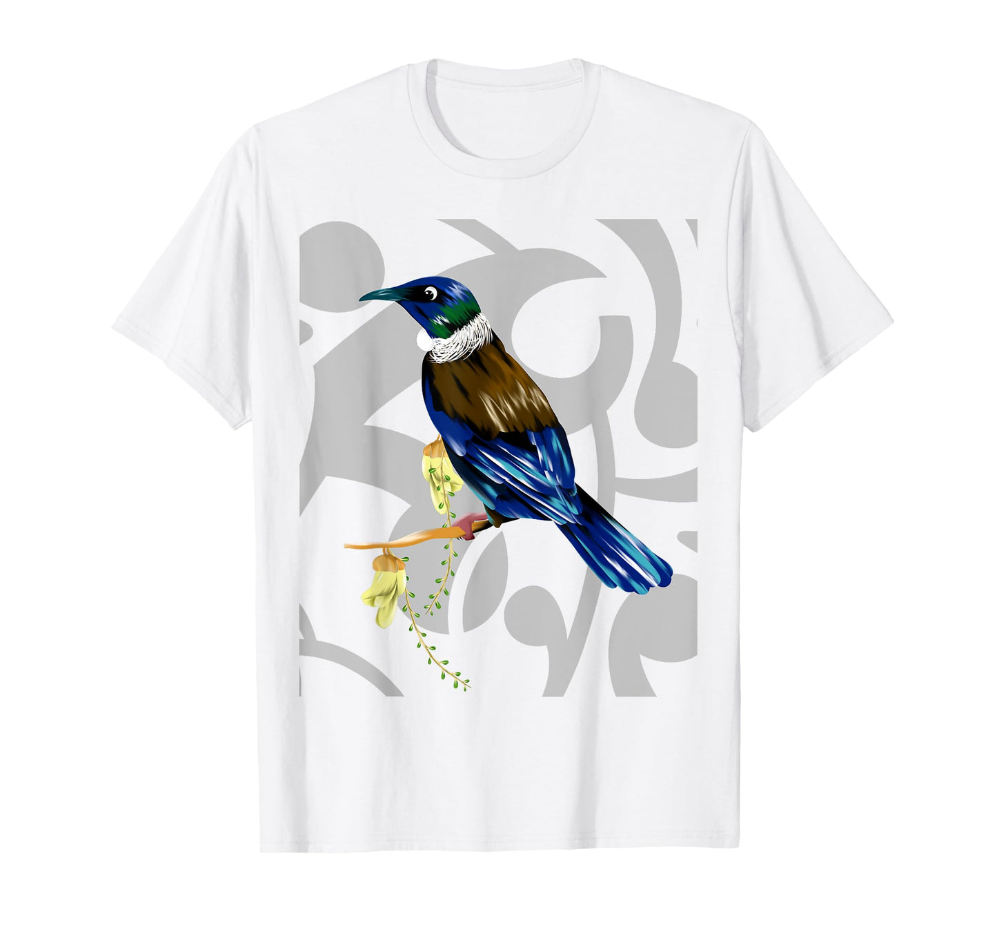 Tui New Zealand Bird Maori Koru Pattern. T-Shirt