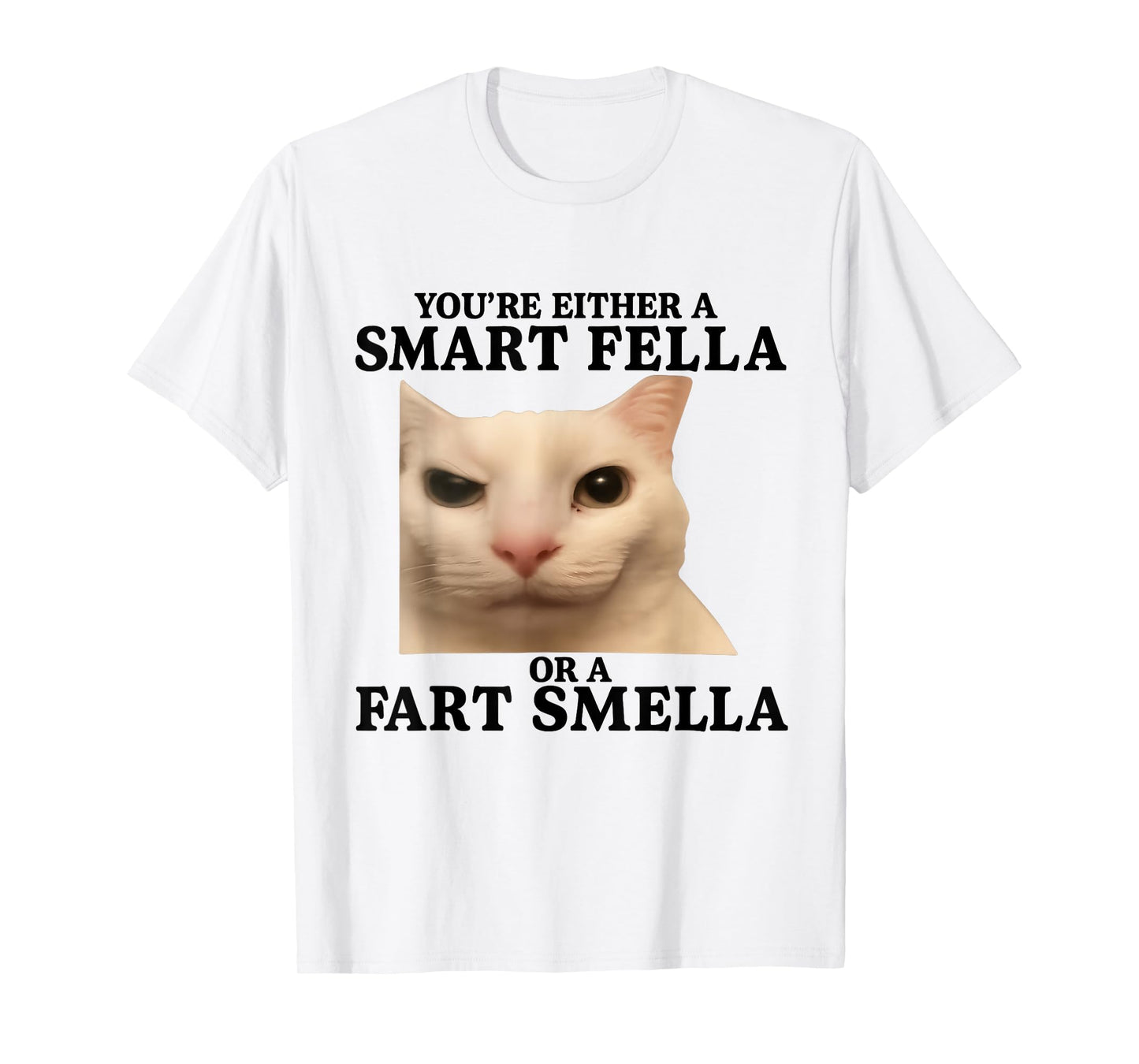 Funny You're Either a Smart Fella or a Fart Smella Cat Quote T-Shirt