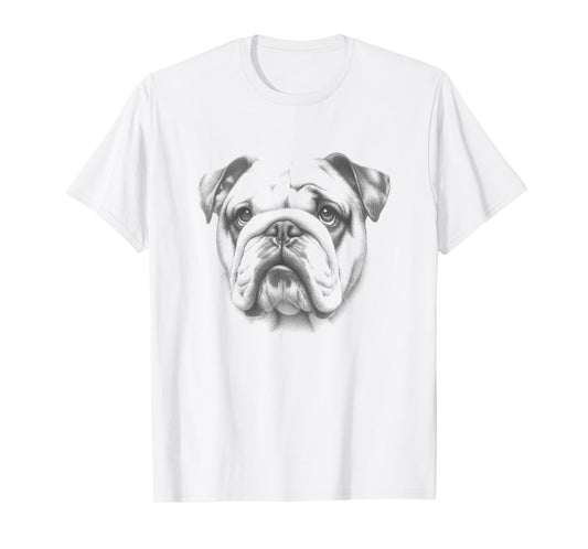 Vintage English Bulldog Drawing Art Design T-Shirt