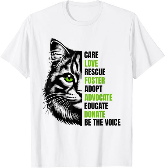 Cat Rescue Gift Feral Kittens Homeless Foster Adopt Cats TNR T-Shirt, Small, White