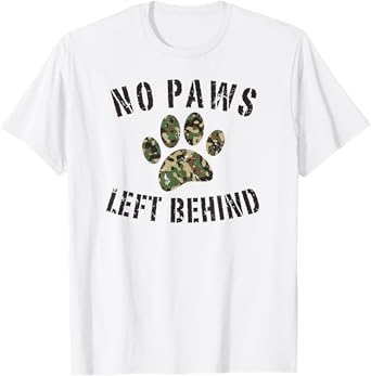 No Paws Left Behind Camo Paw Print Military Service Dogs T-Shirt