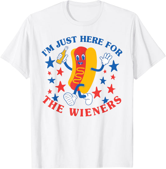 I'm Just Here For The Wieners Hot Dog Fireworks 4th Of July T-Shirt