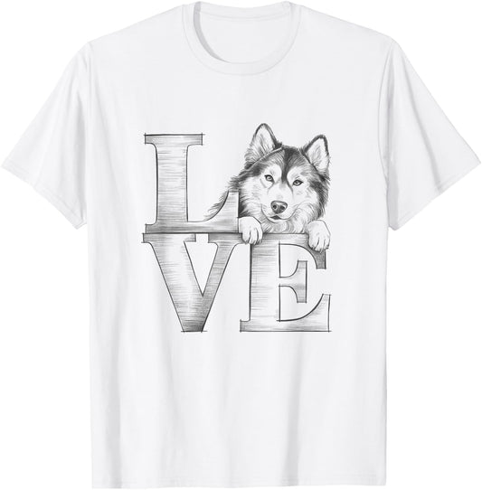 Alaskan Malamute Dog Love Design For Him And Her T-Shirt