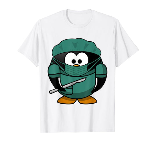 Surgeon Penguin T-Shirt Doctor Animal with Mask and Cap
