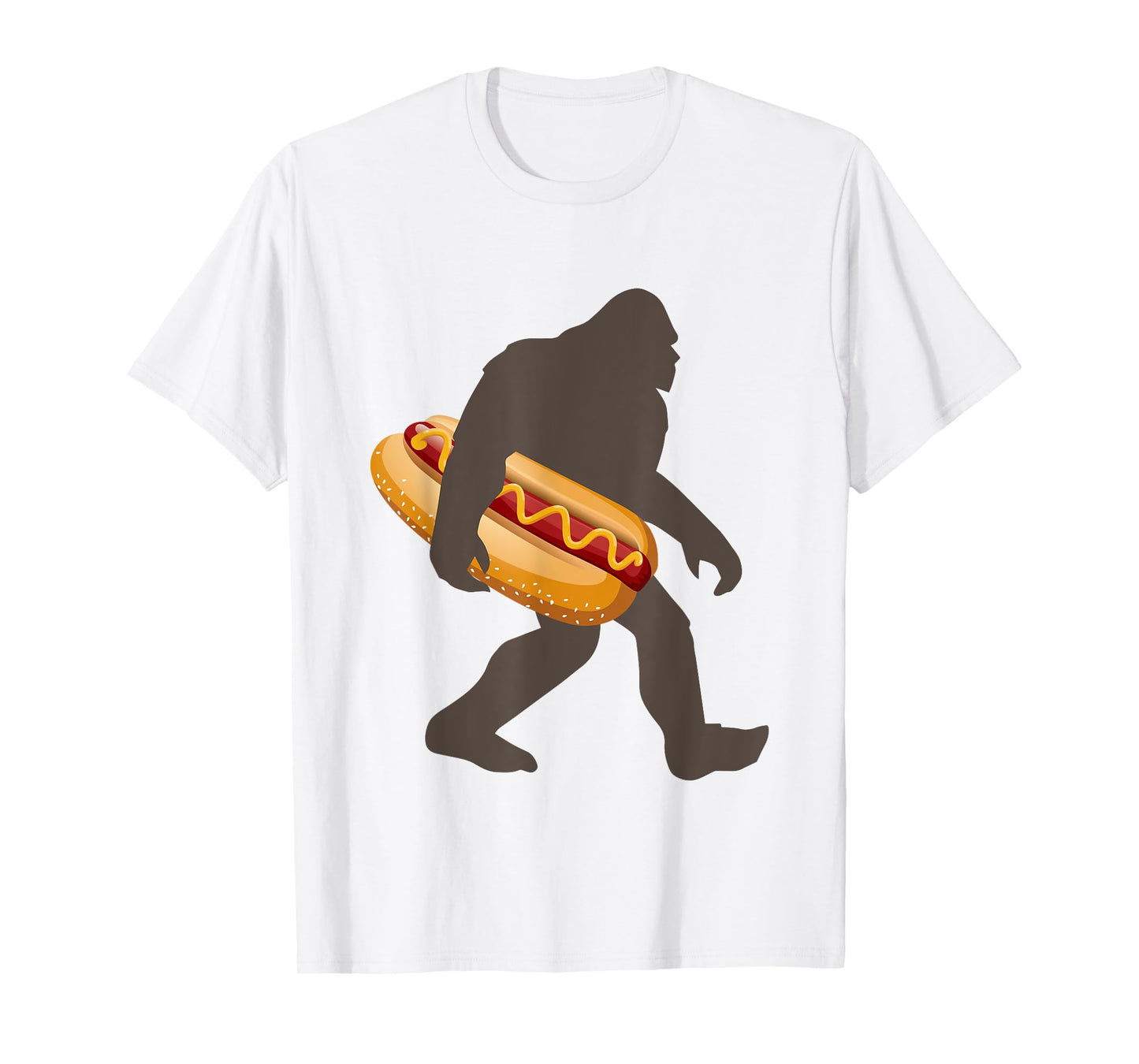 Bigfoot Carrying Hot Dog, Funny Sasquatch Gift T-Shirt