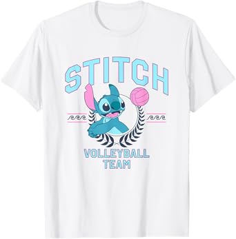 Disney Lilo & Stitch Volleyball Team Cute Stitch Chest Logo T-Shirt