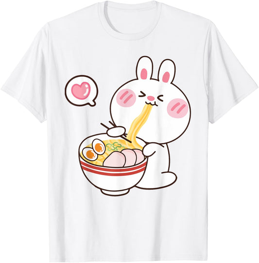 Cute Rabbit Ramen Noodle Toddler Girl Teen Kids Kawaii Anime T-Shirt