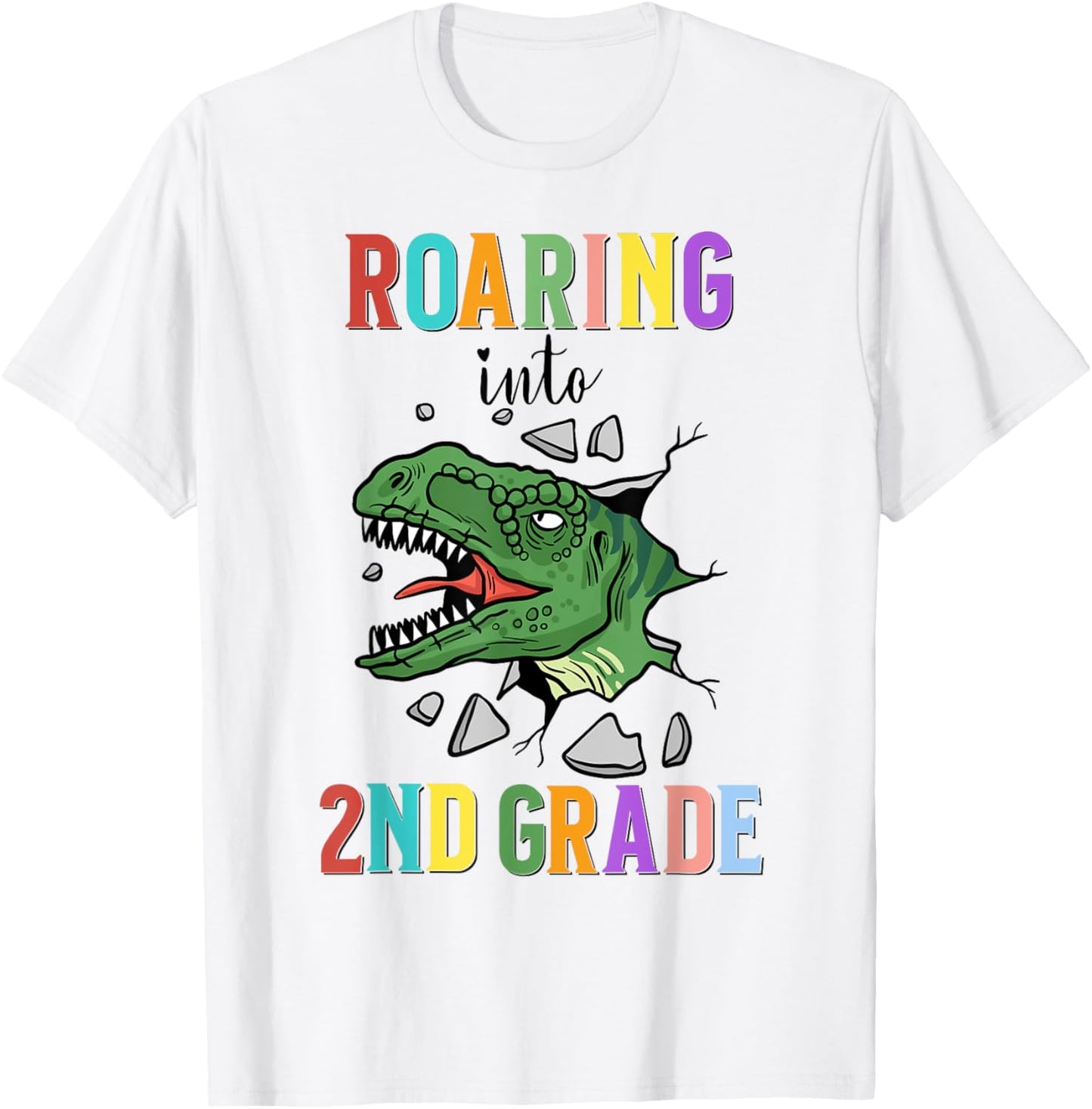 Roaring Into 2nd Grade Back To School Dinosaur T-Rex Funny T-Shirt