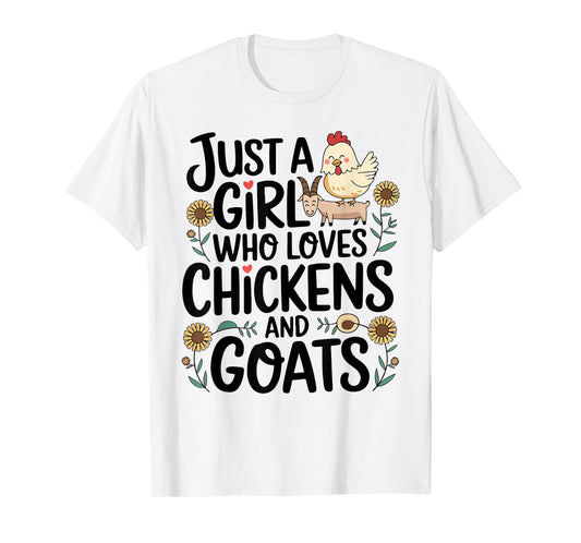 Just A Girl Who Loves Chicken And Goats Farming Farmer Women T-Shirt