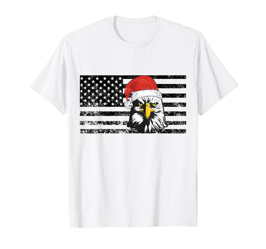 Merry Christmas Eagle USA Flag Costume Santa Hat Xmas Hat T-Shirt
