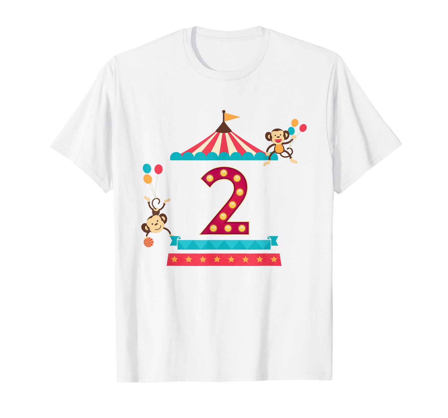 2nd Birthday Circus Top Monkeys 2 Year Old Toddler Carnival T-Shirt