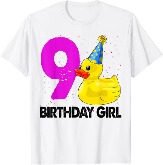 Funny Birthday Girl 9 Duck Tee Shirt Women Duck Lovers T-Shirt