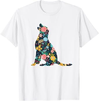 Labrador Retriever Floral Dog Silhouette Womens Graphic T-Shirt