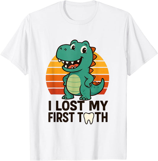 Funny Tooth Fairy Vintage dinosaur I Lost My First Tooth T-Shirt