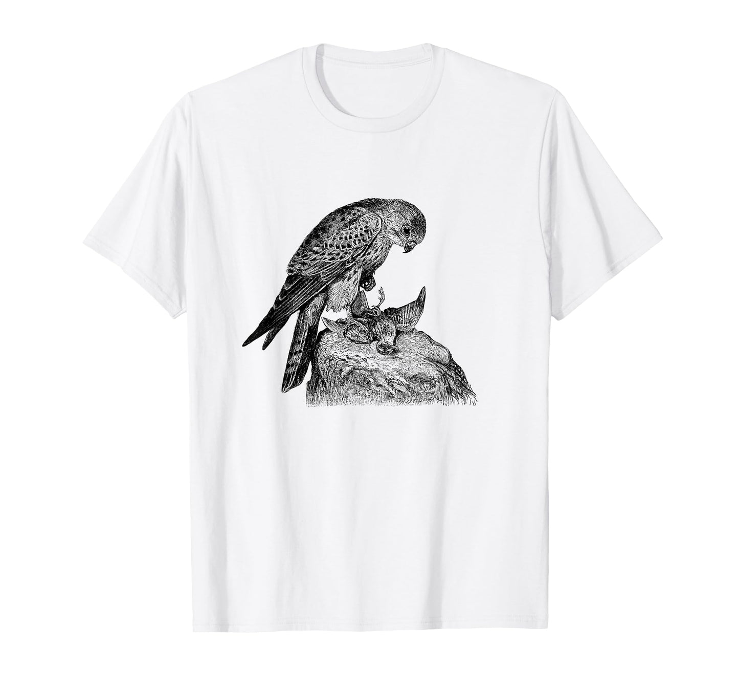 Old World Kestrel Bird with Prey Print T-Shirt