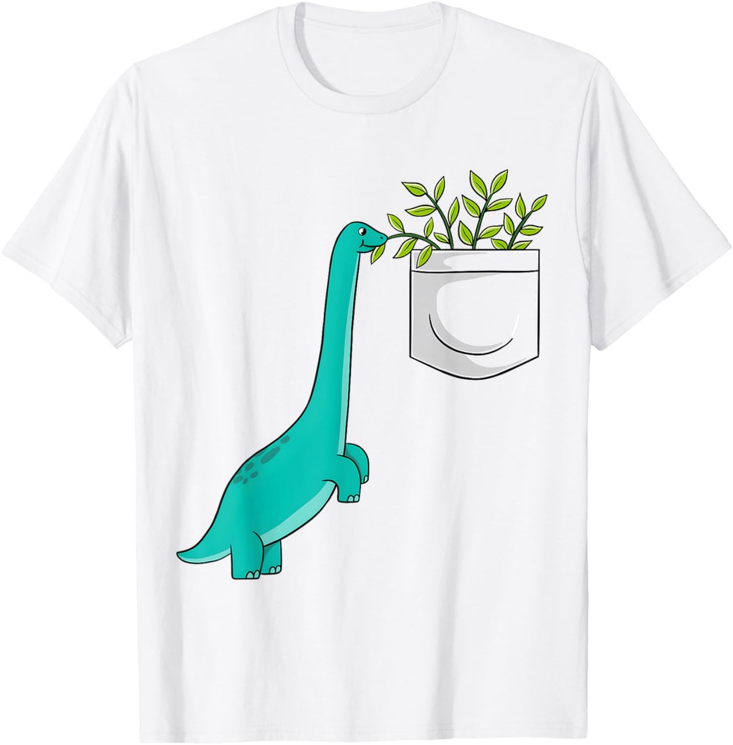 Cute Dinosaur Plants In Pocket Funny Pocket Dinosaur T-Shirt