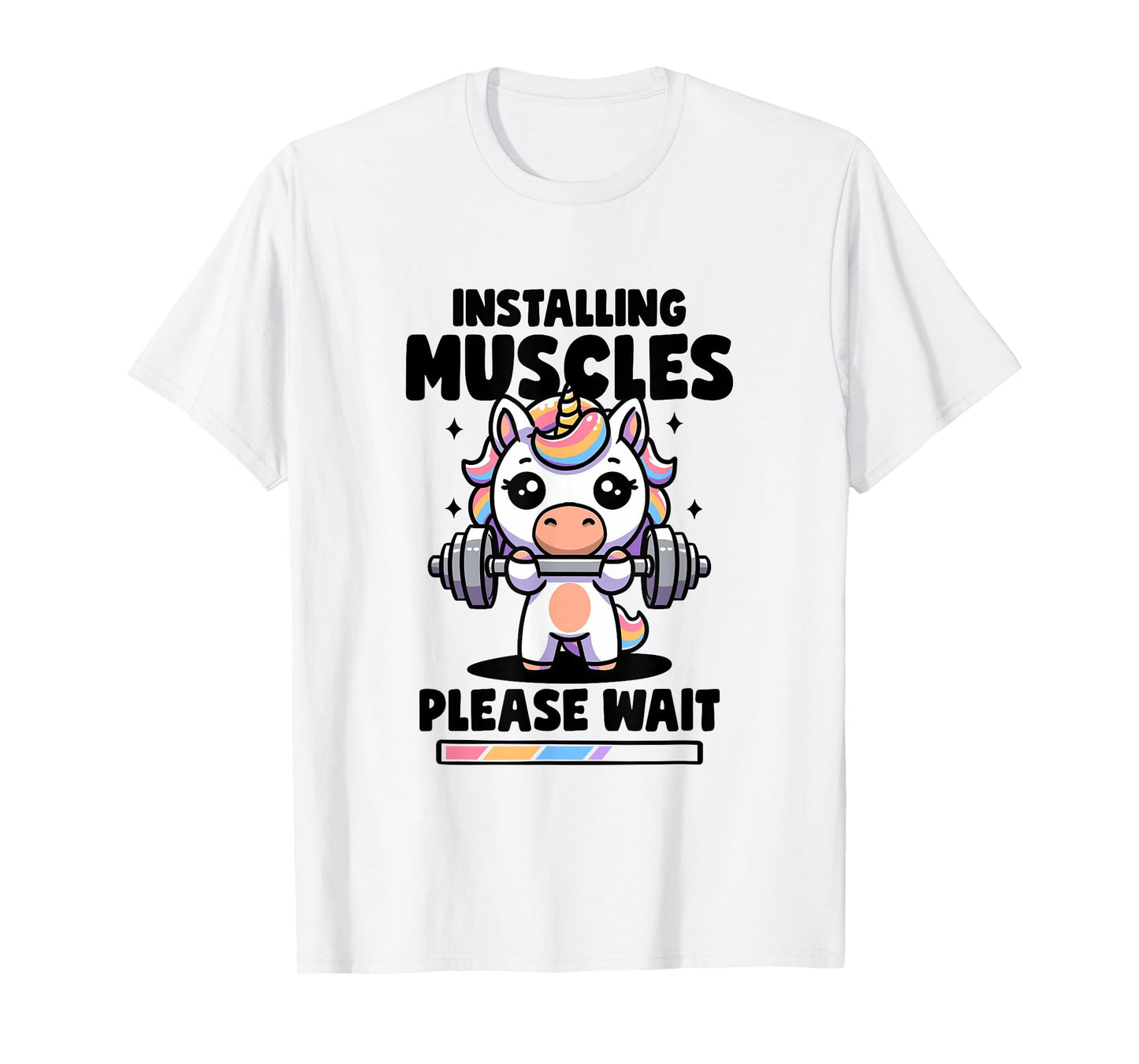 Installing Muscles Please Wait Unicorn Gym Quote Unicorn T-Shirt