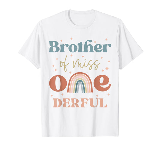 Brother of Miss Onederful Boho Rainbow First Birthday T-Shirt