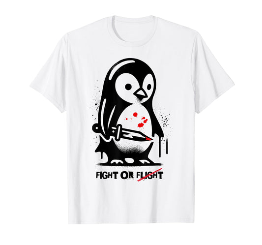 Funny Penguin Flight or Fight Meme Silly Humor T-Shirt