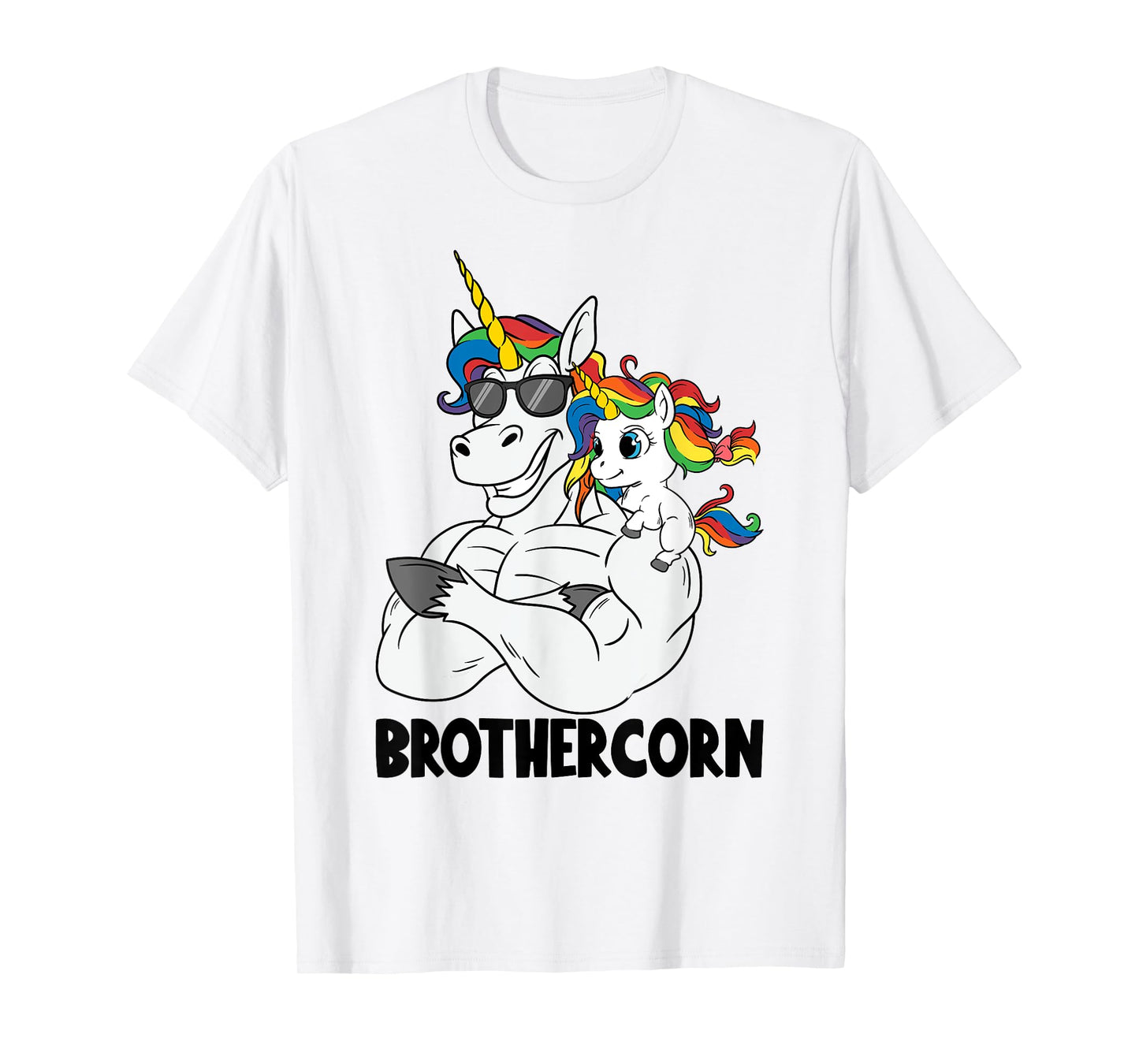 Brothercorn Brother Muscle Unicorn Holding Baby Sister Girl T-Shirt