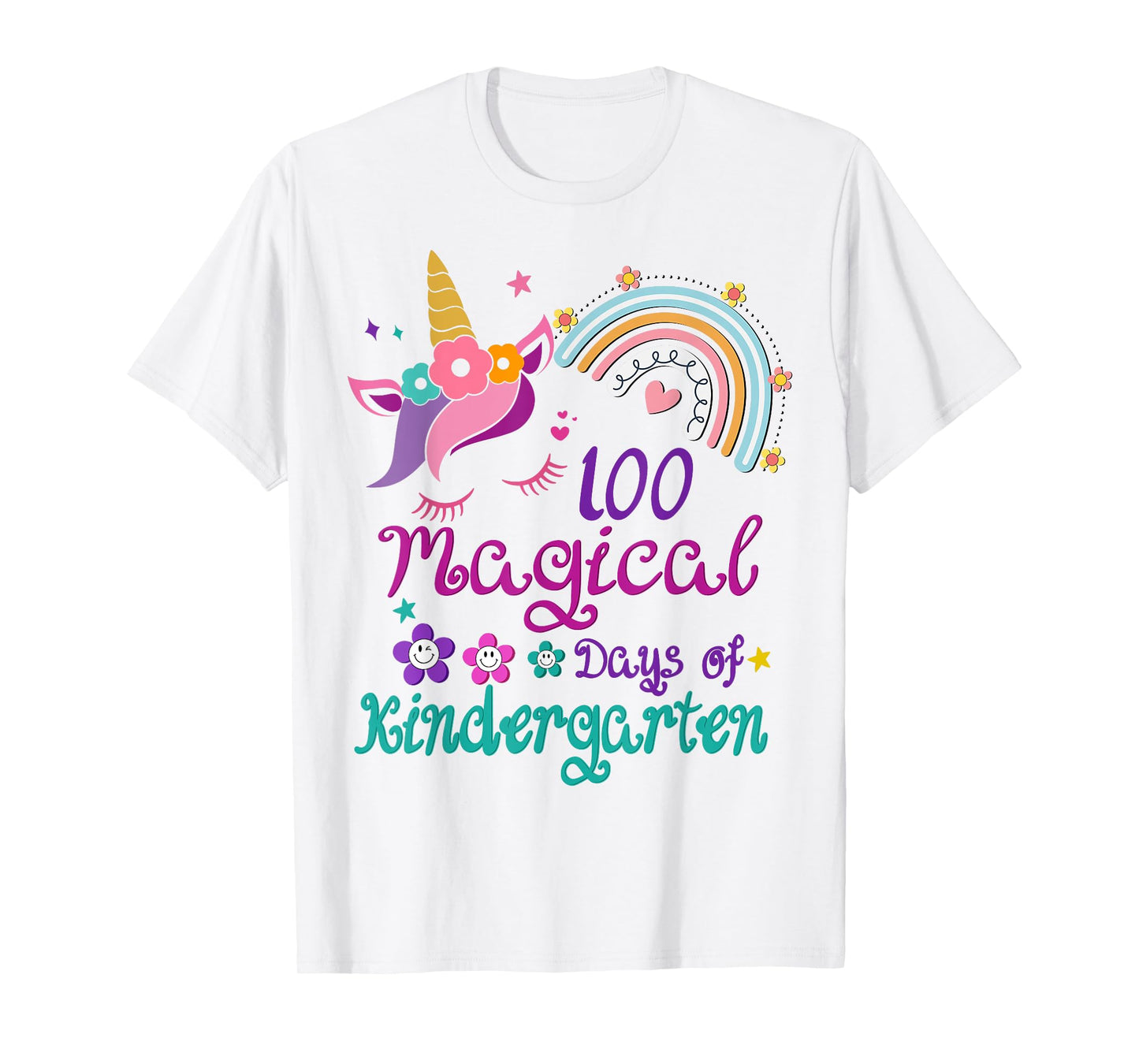 100 Days Of Kindergarten 100th Day School unicorn girls T-Shirt