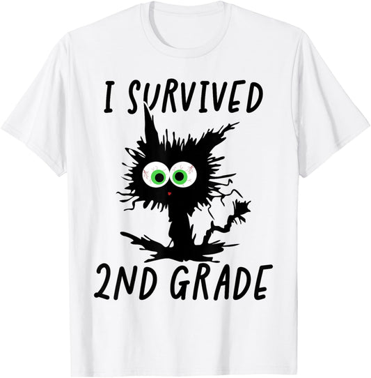 I Survived Second Grade Cat T-Shirt